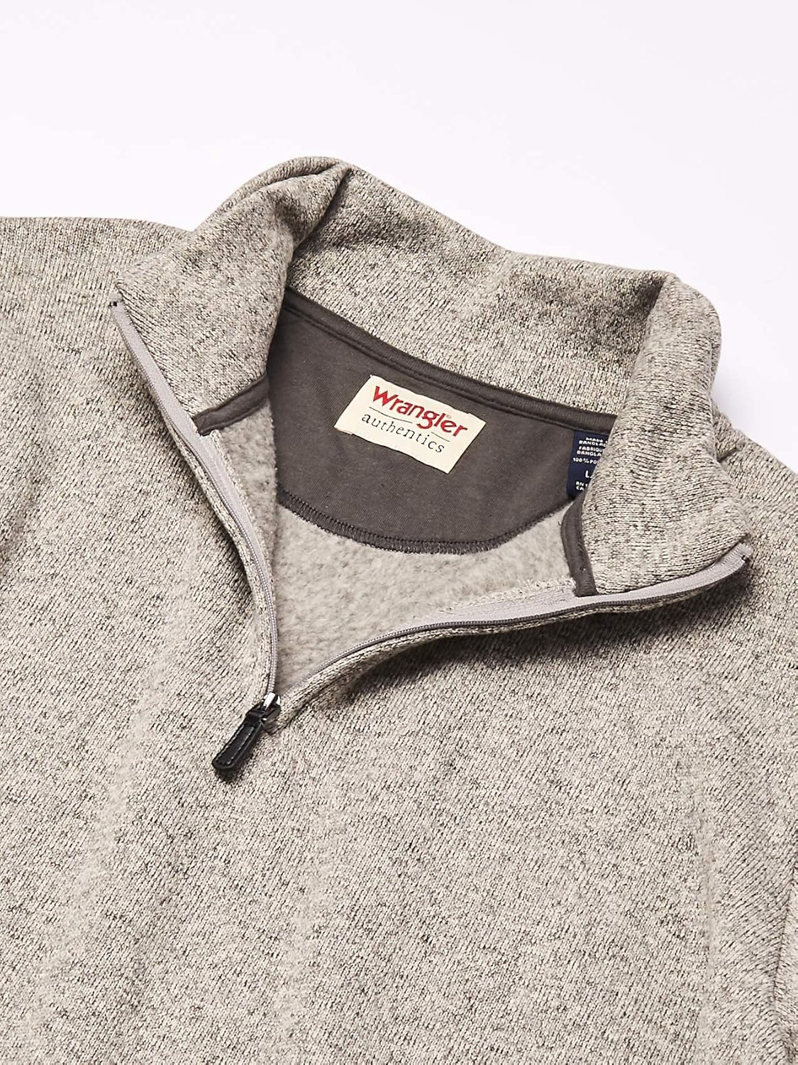 Wrangler Authentics Men’s Sweater Fleece Quarter-Zip S Hellgrau, S Hellgrau - Image 6