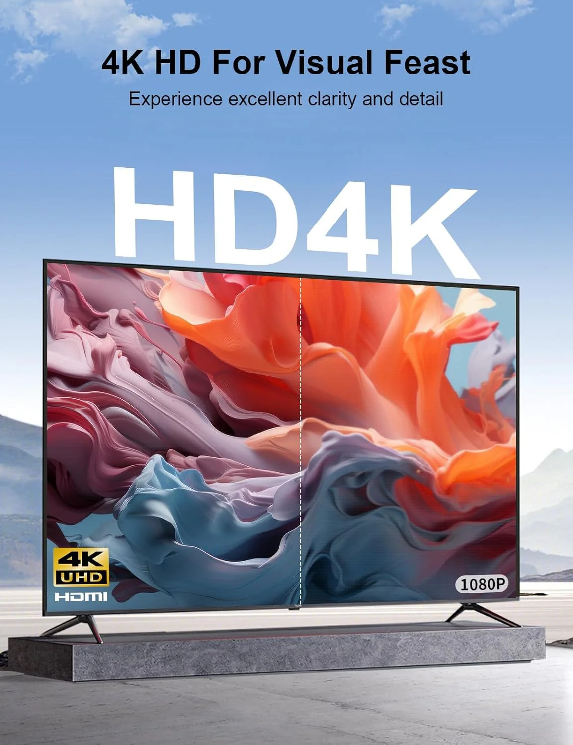 XAOSUN HDMI 2.0 Kabe Winkelstecker-3M,18 Gbps HDMI Kabel 90 Grad für 4K@60Hz, HDR, 3D | Geflochtenes - Image 6