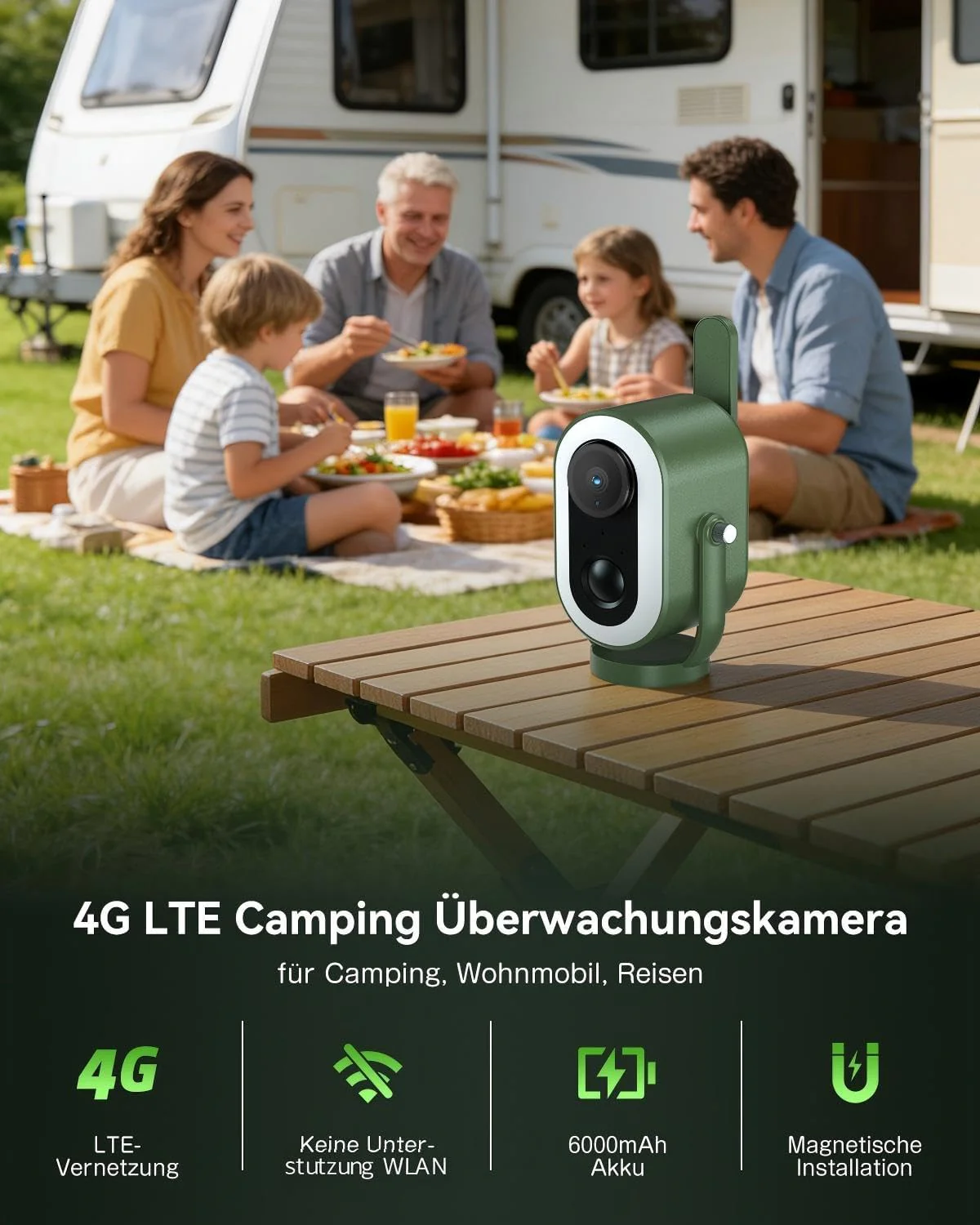 Xega 4G LTE Überwachungskamera Magnetische mit SIM Karte 2K HD kabellose Ohne WLAN Kamera Tragbare A - Image 3