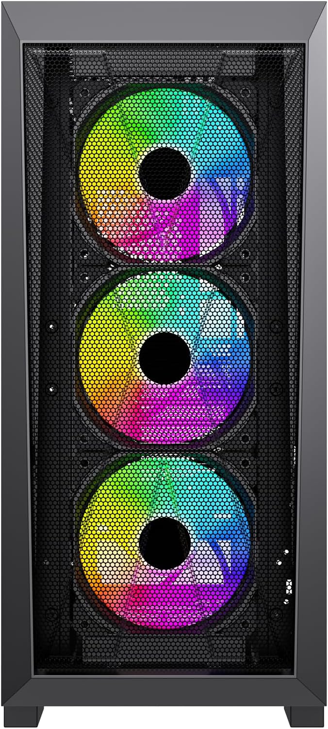 Xilence Xilent X X912.ARGB Gaming PC Gehäuse, 3X 120mm ARGB Lüfter, 1x schwarzer Lüfter, ATX Midi To - Image 4