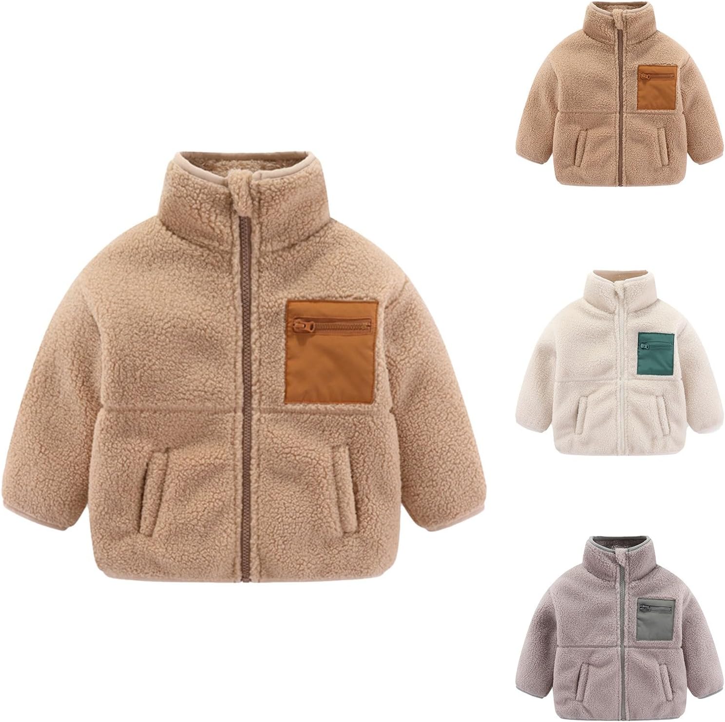 Ybing Teddyjacke Mädchen Warme Fleecejacke Bequem und Weich Plüschjacke mit Taschen Reissverschluss - Image 2