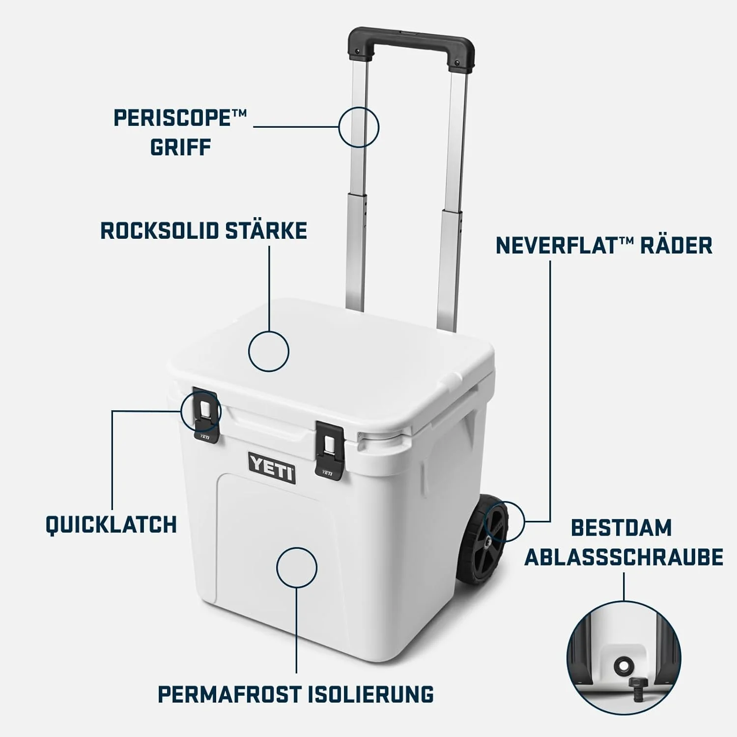 YETI Roadie 48 Rollkühler mit einziehbarem Periskopgriff Big Wave Blue, Big Wave Blue - Image 6