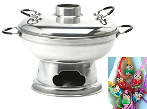 yoaxia ® - FEUERTOPF - auch Mongolentopf – Asien- Fondue – HOT POT Ø ca. 24cm – mit Deckel + ein kle