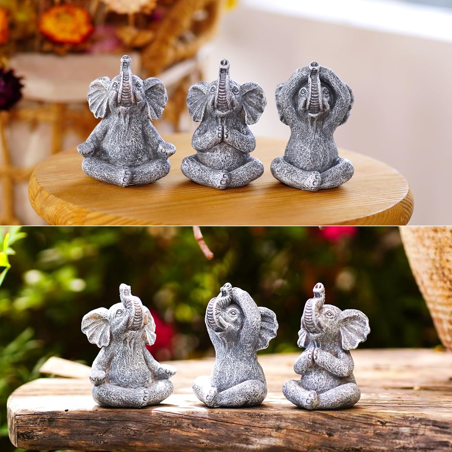 Yoga Elefant Gartenfirguren Zen Gartendeko Deko Wohnzimmer - Harz Elefanten Figuren Miniatur Deko El - Image 7
