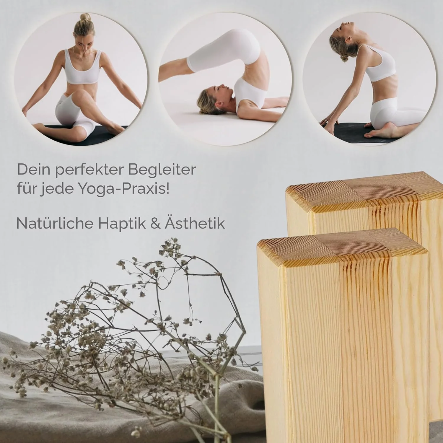 Yogablock Holzklötze für Yoga Pilates Stretching und Meditation Natürlich umweltfreundlich stabile U - Image 3