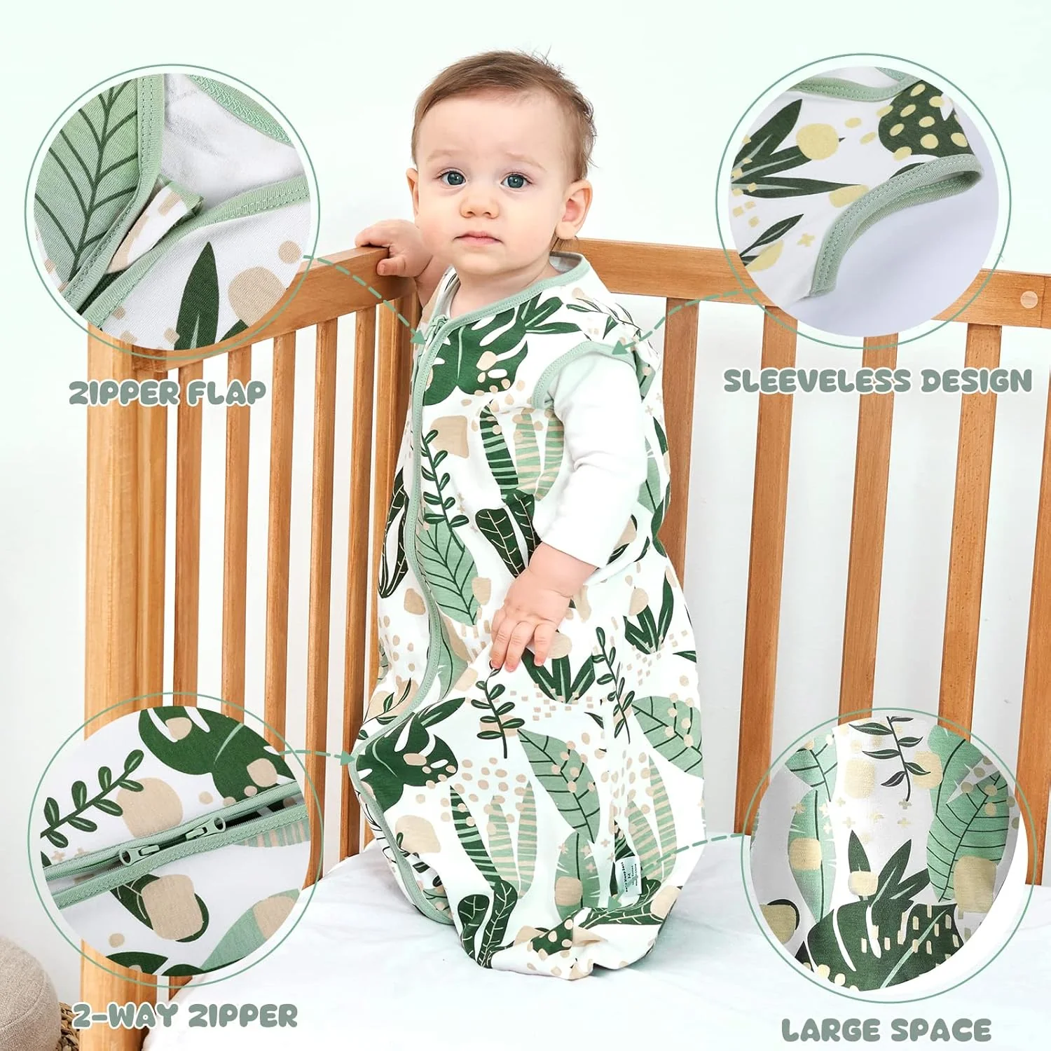 Yoofoss Schlafsack Baby Sommer 0.5 Tog - 2er Pack 67cm/0-6 Monate 100% Baumwolle Sommerschlafsack Ba - Image 5
