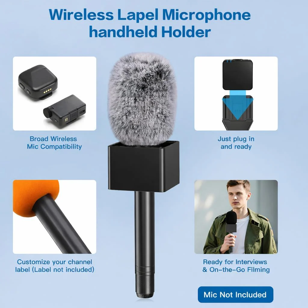 ZealSound Handmikrofon Adapter für DJI Mic, Wireless Lavalier Mikrofon Griff, Funkmikrofon Halter ko - Image 2