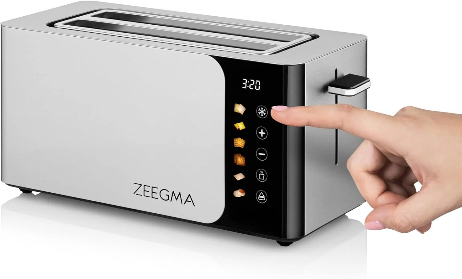 ZEEGMA TOSTEE SMART 4-Scheiben-Edelstahl-Brottoaster, Brötchenhalter, 1500 W, Auftauen, Aufwärmen & - Image 4