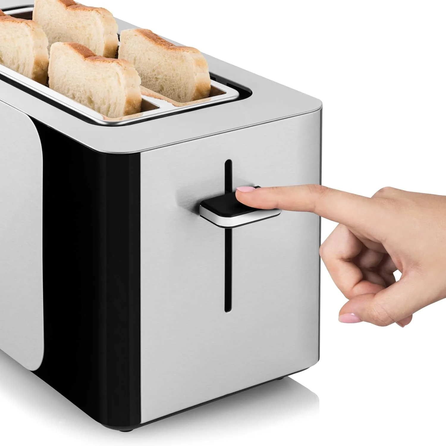 ZEEGMA TOSTEE SMART 4-Scheiben-Edelstahl-Brottoaster, Brötchenhalter, 1500 W, Auftauen, Aufwärmen & - Image 6