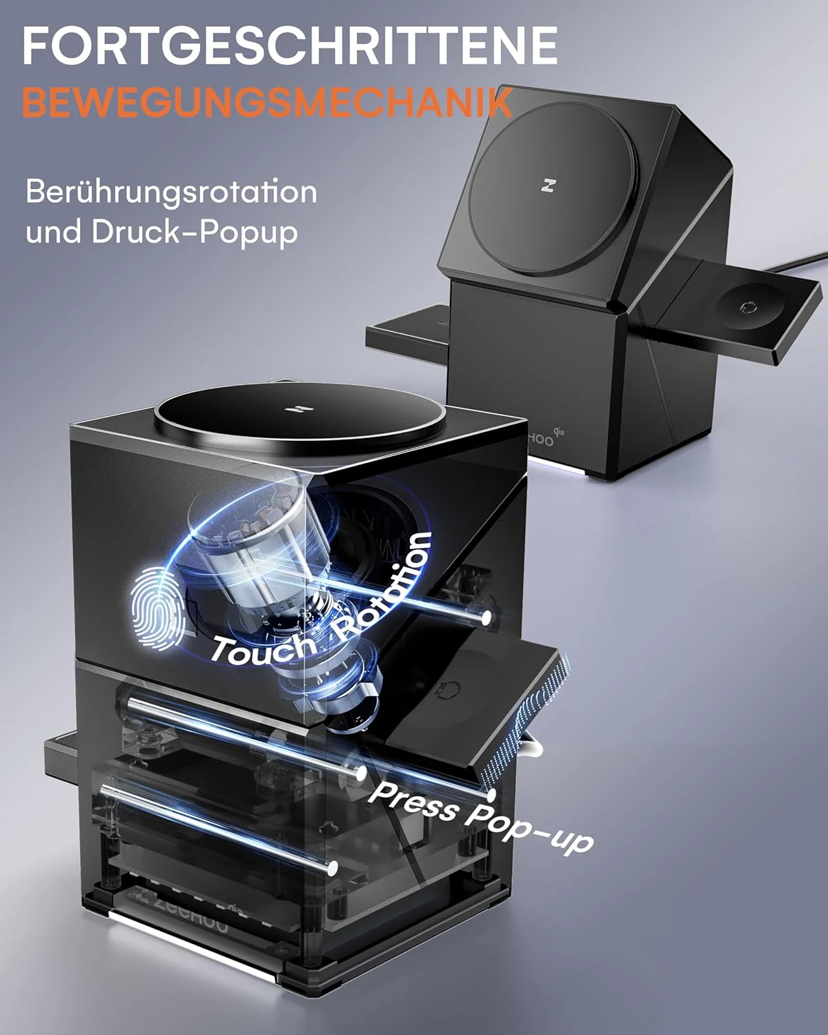 ZEEHOO Wireless Charging Station, CubeTrick-X Qi2 15W Schnellladung, kabellose Ladestation 3 in 1 mi - Image 4