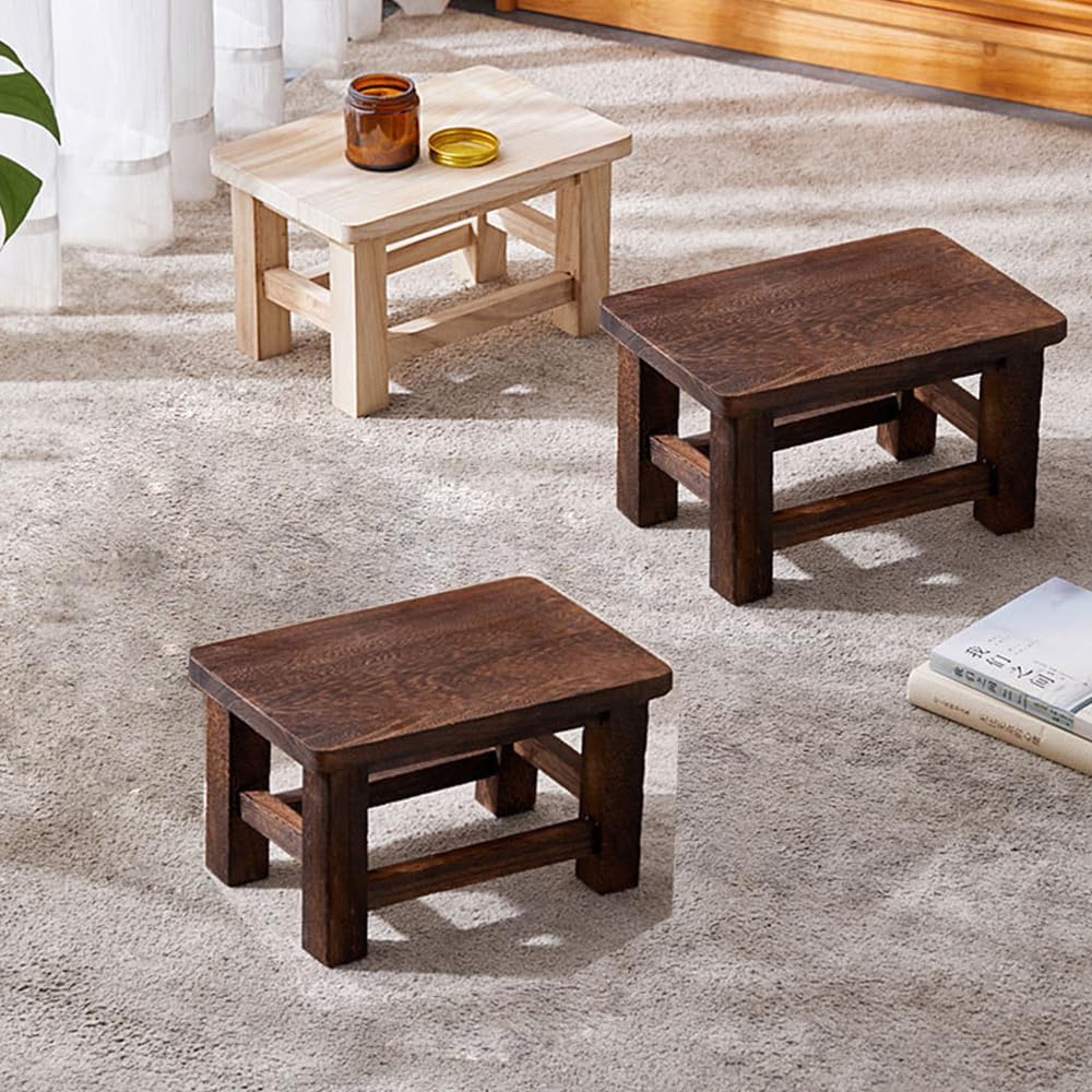 ZIJIREN Holzfusshocker, Couchtischhocker, Schuhtragehocker, Pflanztisch, Schuhwechselhocker, Massivh - Image 5