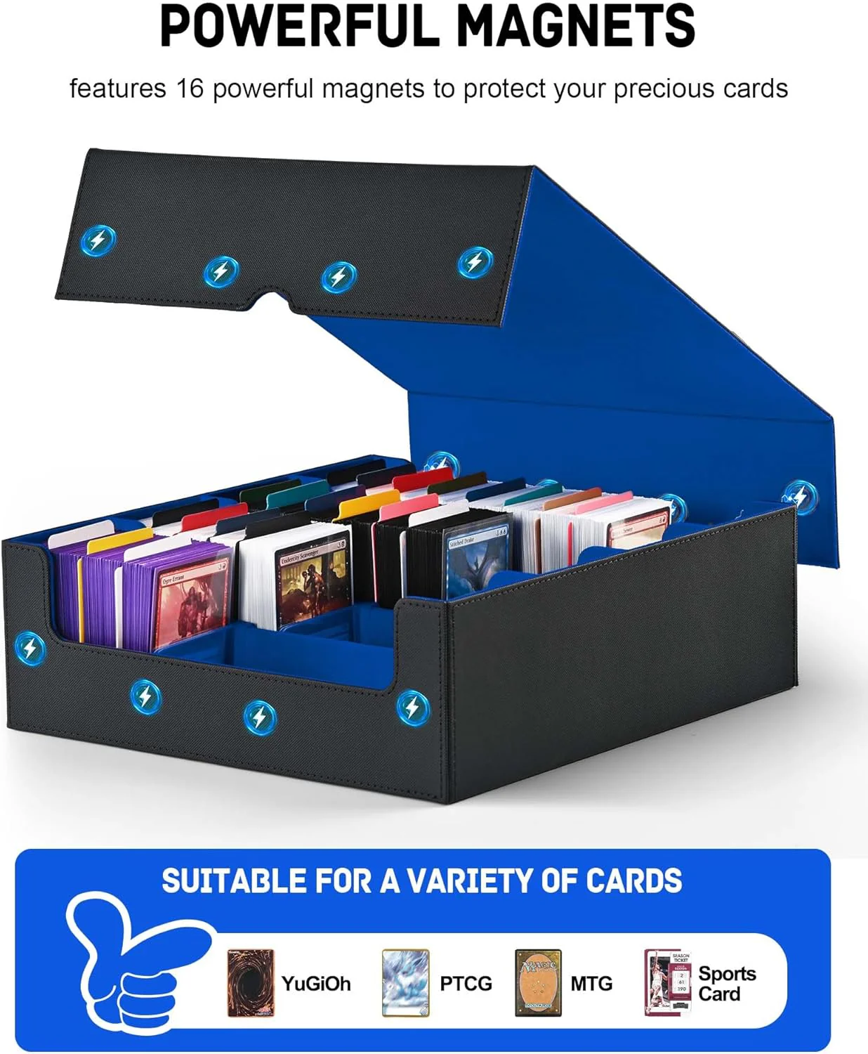 ZLCA Trading Card Storage Box, Commander Card Deck Case Holds 2400+ Cards, MTG Deck Box mit 4 Stopfe - Image 5