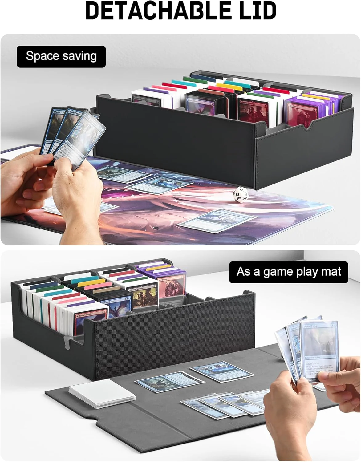 ZLCA Trading Card Storage Box, Commander Card Deck Case Holds 2400+ Cards, MTG Deck Box mit 4 Stopfe - Image 3
