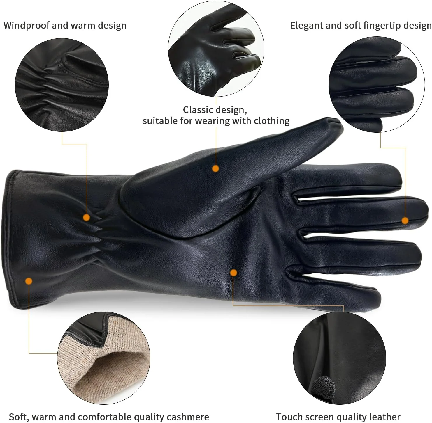 ZLUXURQ Damen Leder Handschuhe echtes Lammleder und mit Kaschmir Wolle gefütterte warme Winter Hands - Image 2