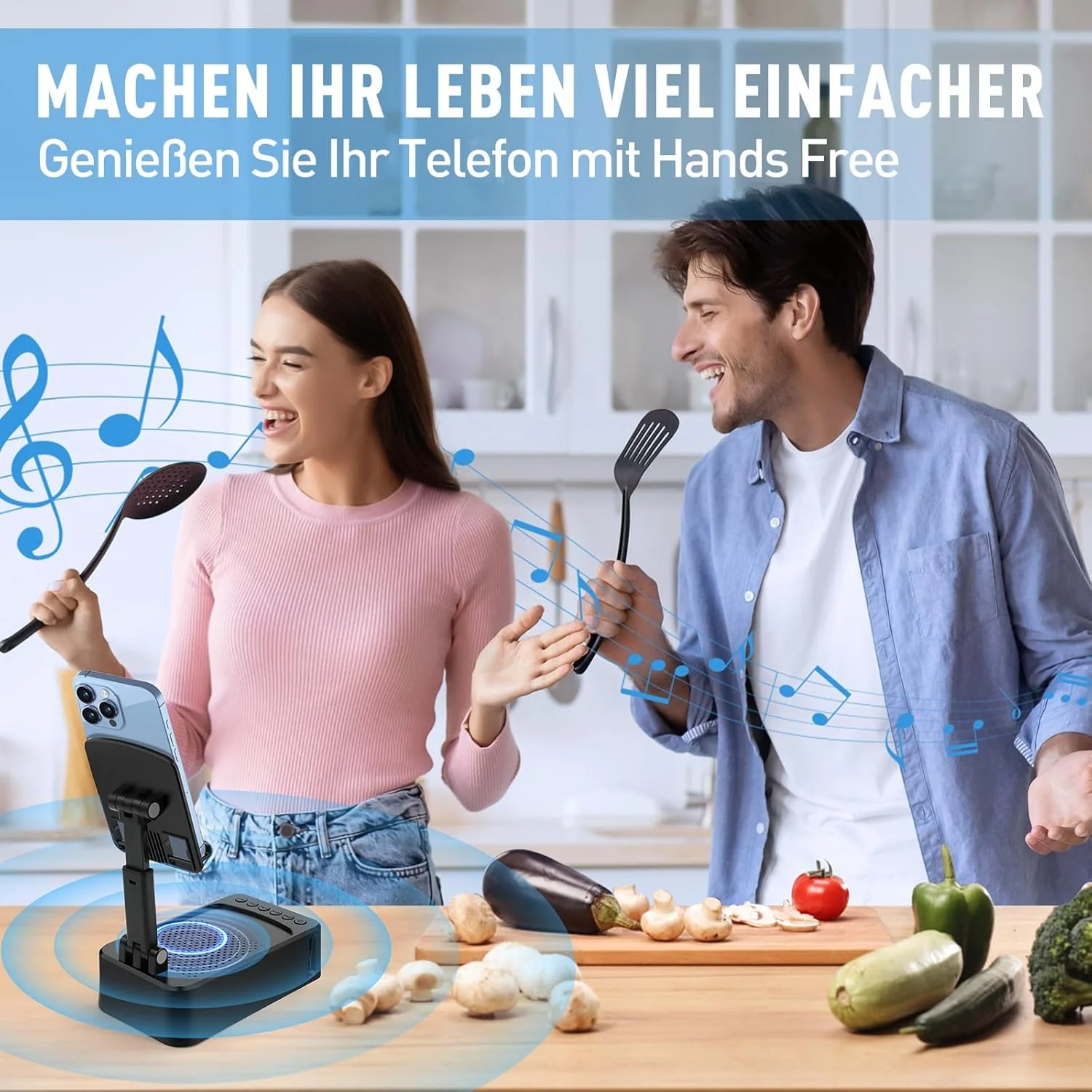 ZOOI Geschenke für Männer Weihnachten Geschenke für Papa, Bluetooth Lautsprecher mit Handyständer, G - Image 3