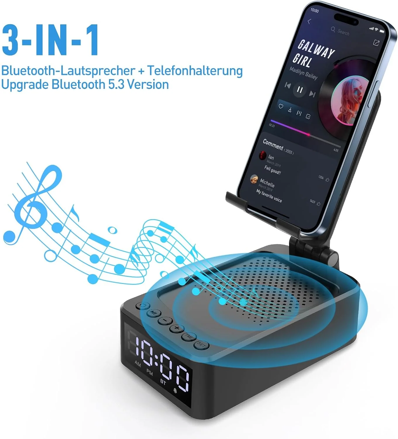 ZOOI Geschenke für Männer Weihnachten Geschenke für Papa, Bluetooth Lautsprecher mit Handyständer, G - Image 4