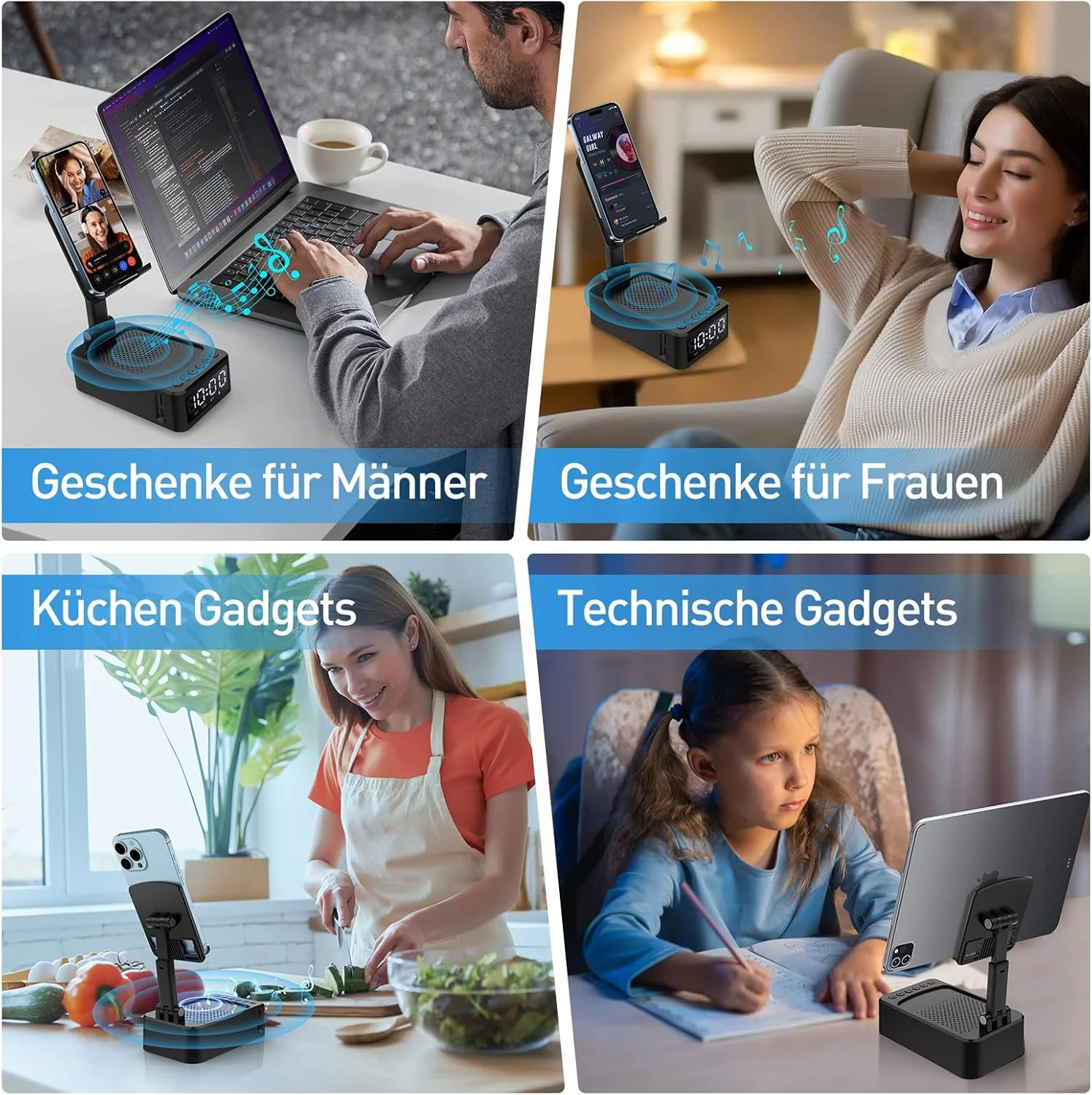 ZOOI Geschenke für Männer Weihnachten Geschenke für Papa, Bluetooth Lautsprecher mit Handyständer, G - Image 7